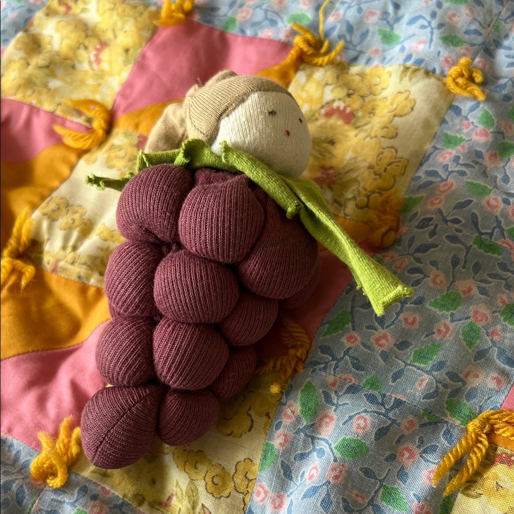 Plush Grape Doll with Green Leaf Accents